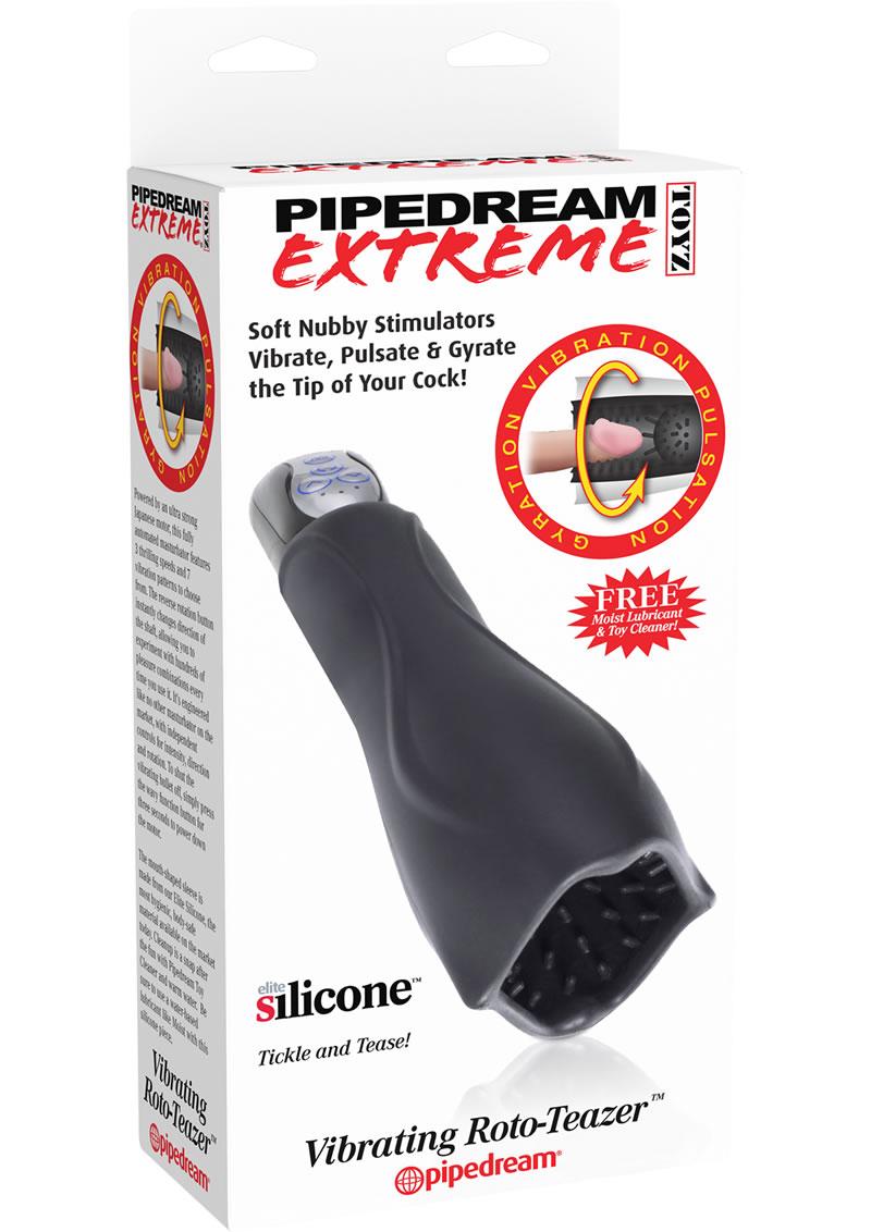 Pipedream Extreme Vibrating Roto-Teazer Masturbator Black 9.5 Inch