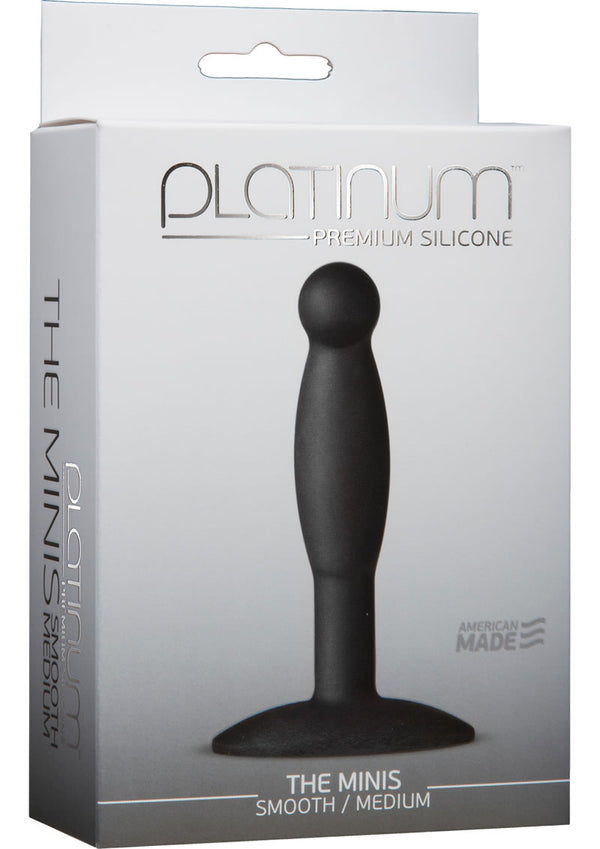 Platinum Premium Silicone - The Minis - Smooth - Medium Anal Plug - Black