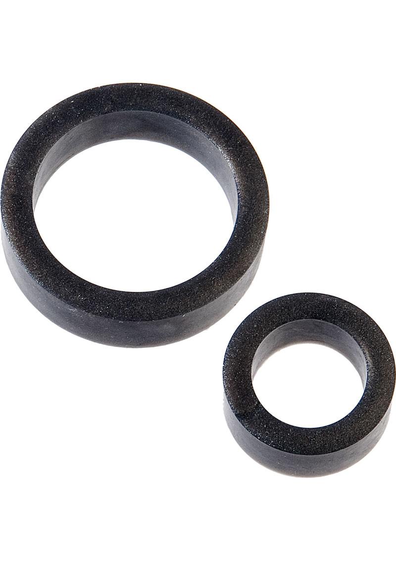 Platinum Premium Silicone The Cock Rings Dual Pack (2 Piece Kit) - Charcoal