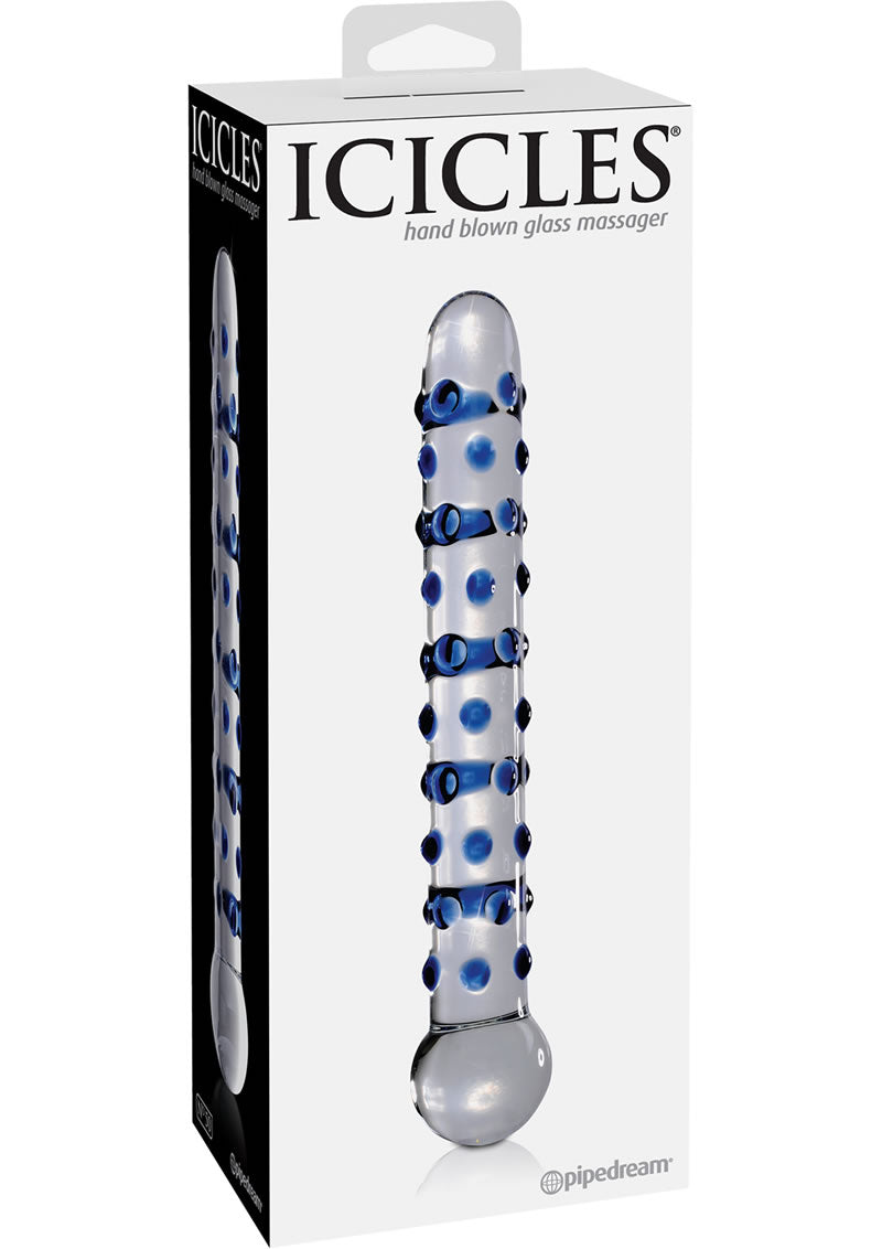 Icicles No 50 Textured Glass Probe Blue/Clear 7 Inch