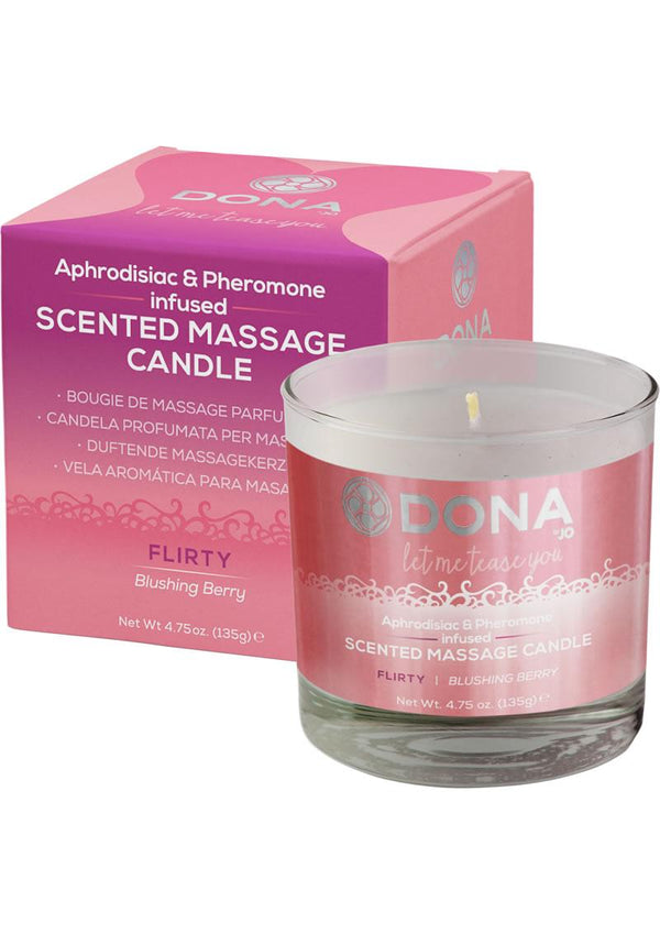 Dona Aphrodisiac & Pheromone Infused Scented Massage Candle Flirty Blushing Berry 4.75 Ounce