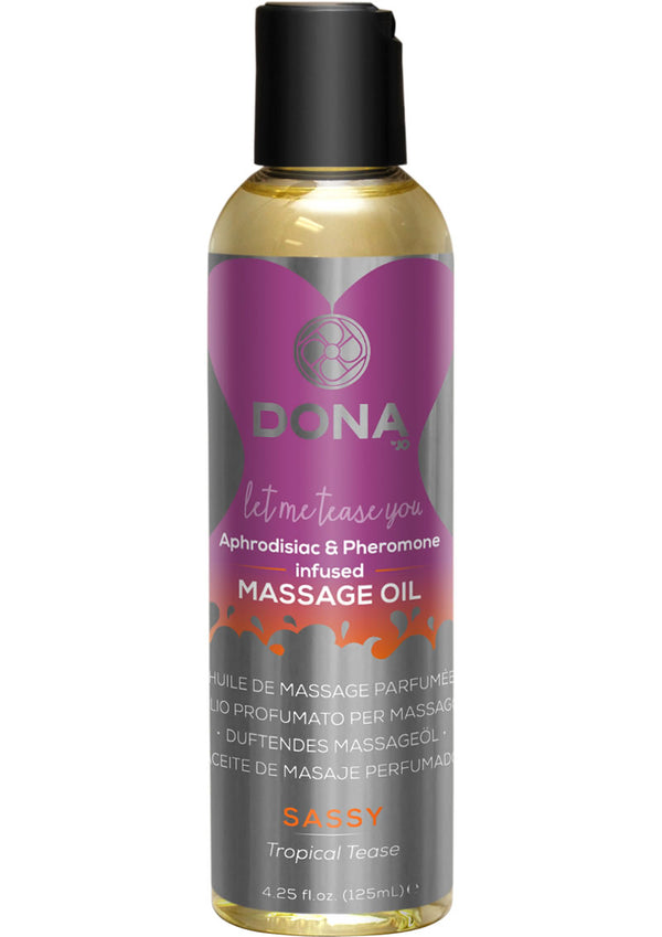 Dona Aphrodisiac & Pheromone Infused Massage Oil Sassy Tropical Tease 4.25 Ounce