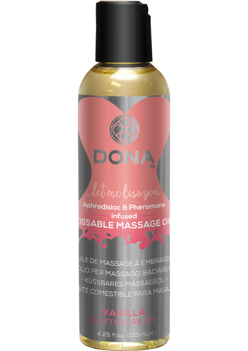 Dona Aphrodisiac & Pheromone Infused Kissable Massage Oil Vanilla Buttercream 3.75 Ounce