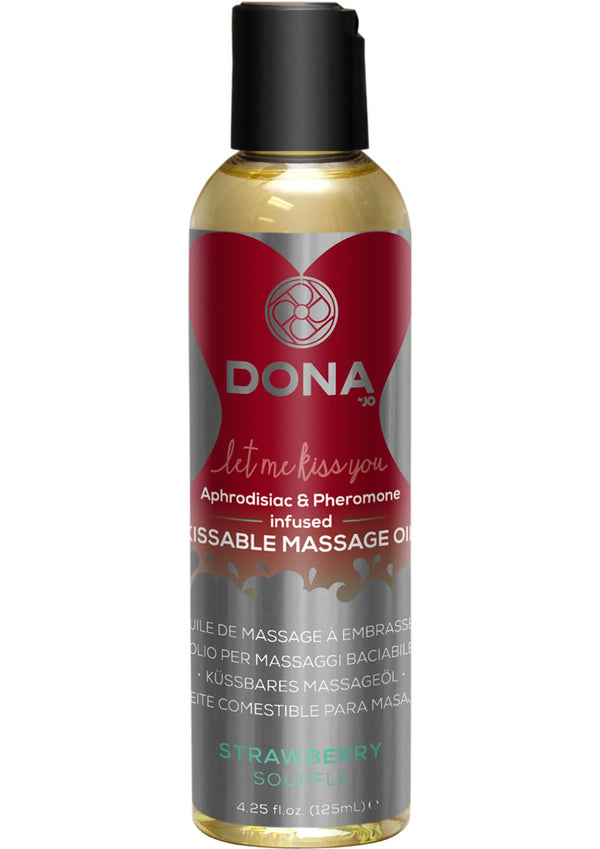 Dona Aphrodisiac & Pheromone Infused Kissable Massage Oil Strawberry Souffle 3.75 Ounce