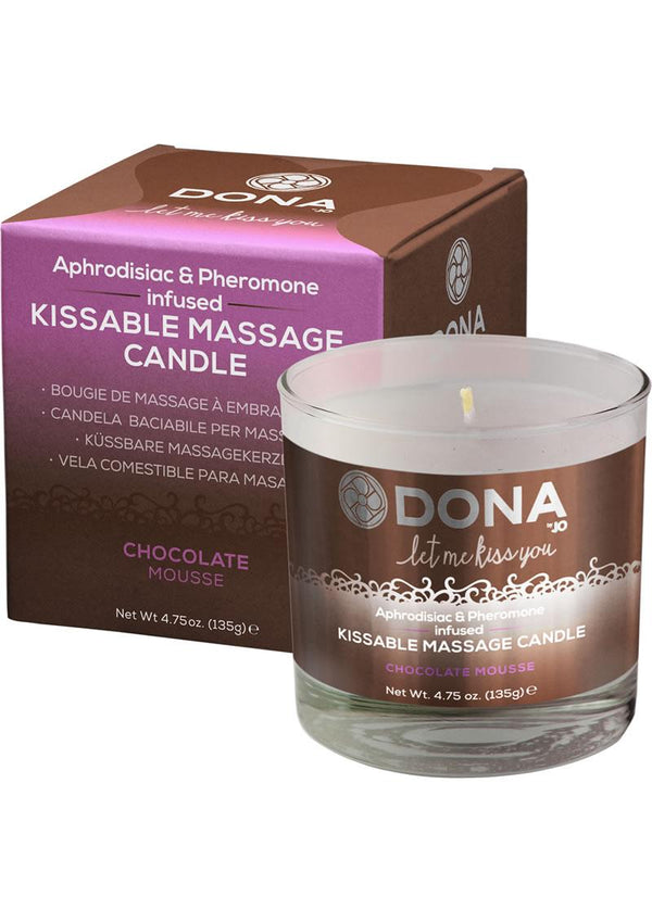 Dona Aphrodisiac & Pheromone Infused Kissable Massage Candle Chocolate Mousse 4.75 Ounce