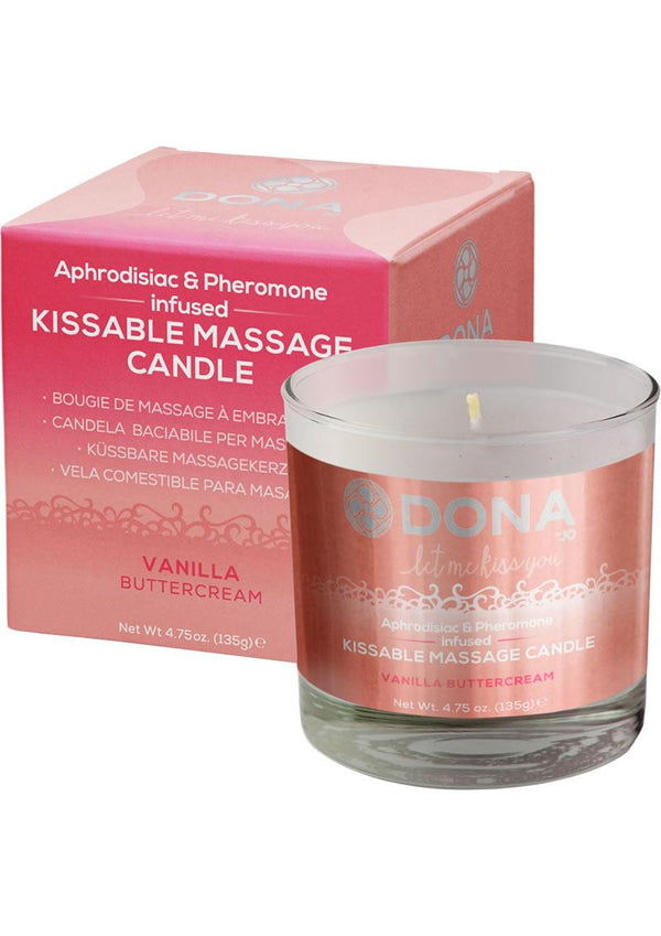Dona Aphrodisiac & Pheromone Infused Kissable Massage Candle Vanilla Buttercream 4.75oz