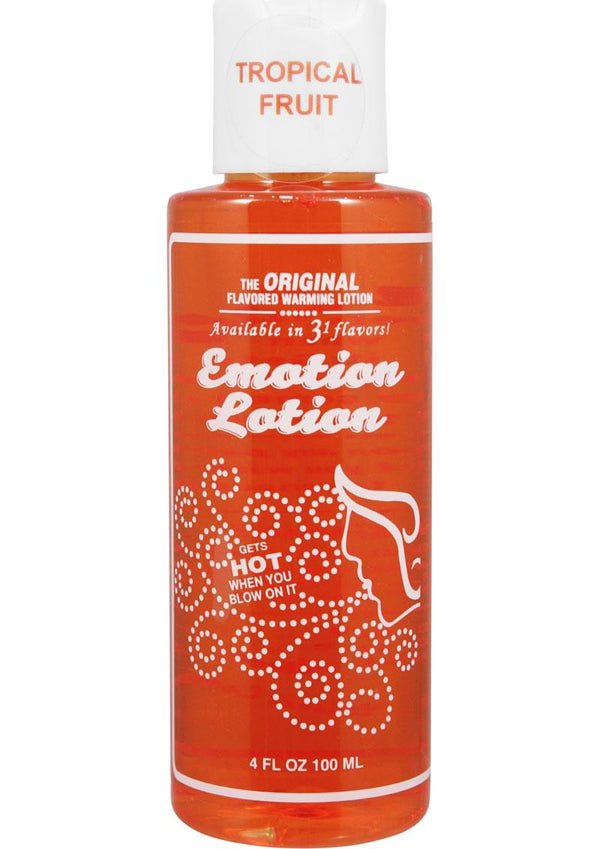 Emotion Lotion Flavored Water Based Warming Lotion Tropical Fruit 4 Ounce