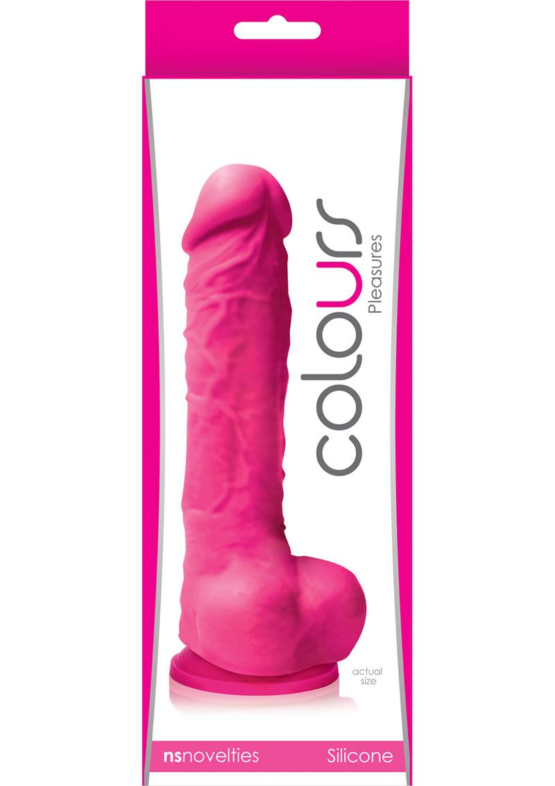 Colours Pleasures 5in Silicone Suction Cup Dildo With Balls - Pink