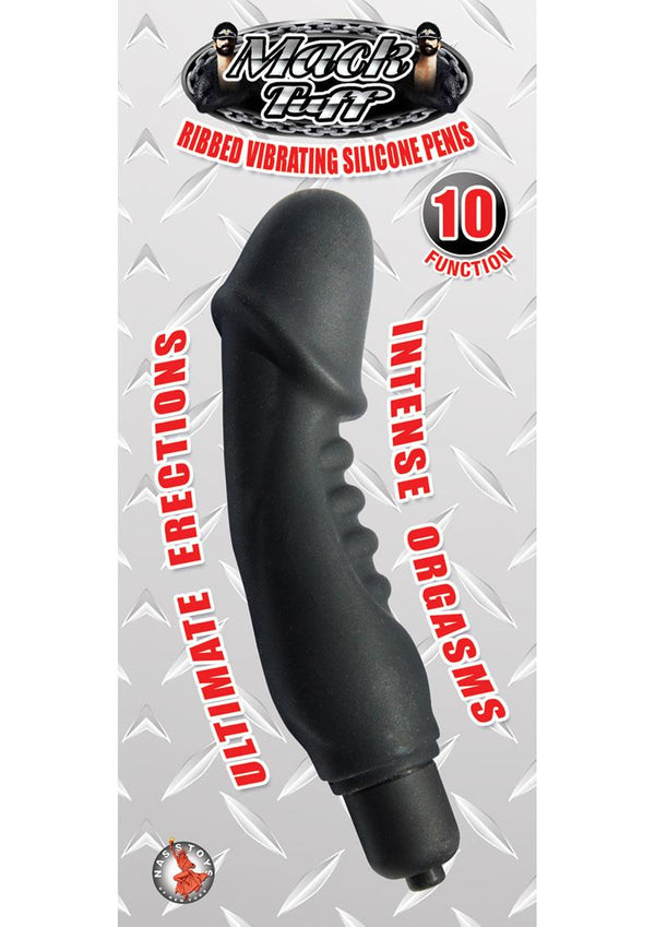 Mack Tuff Ribbed Vibrating Silicone Penis Vibrator Black 5 Inch