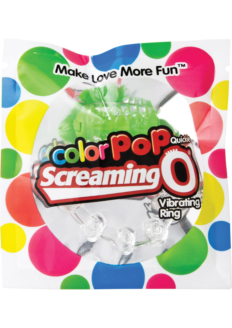Color Pop Quickie Screaming O Vibrating Ring Silicone Cockring Green
