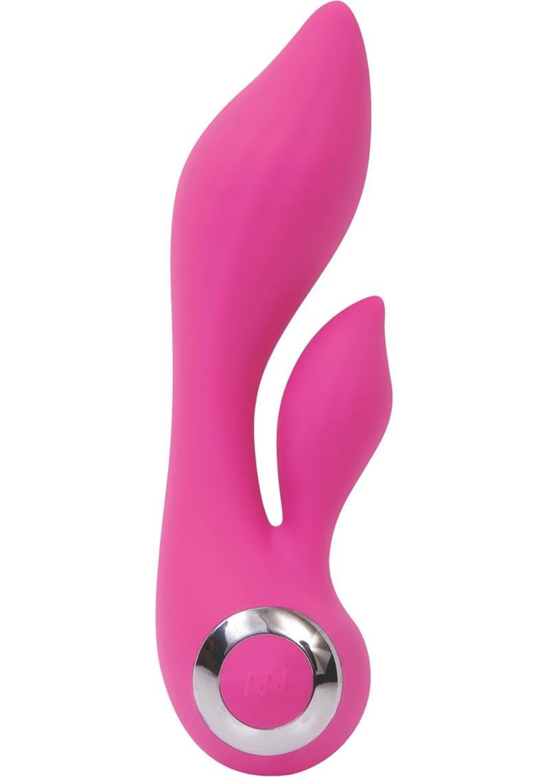 Wild Orchid Silicone Rechargeable Dual Vibrator Waterproof Pink 7 Inch