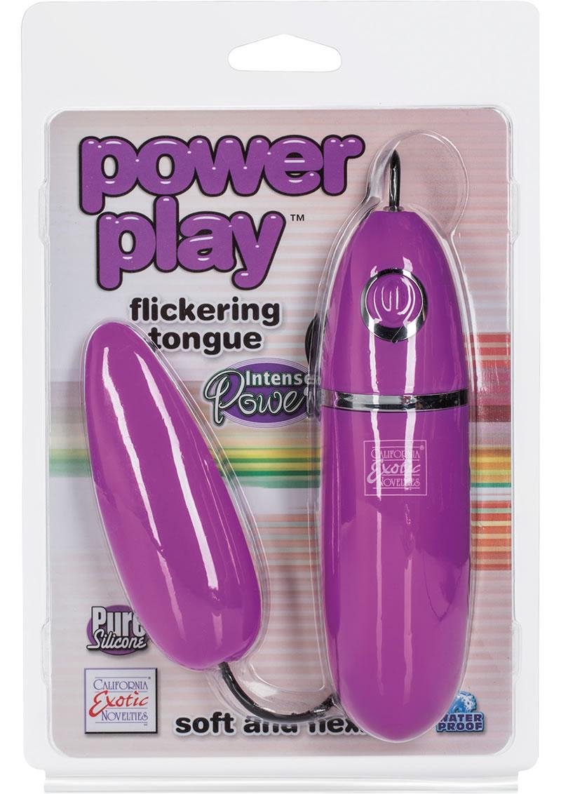Power Play Flickering Tongue Silicone Massager Waterproof Purple 4 Inch