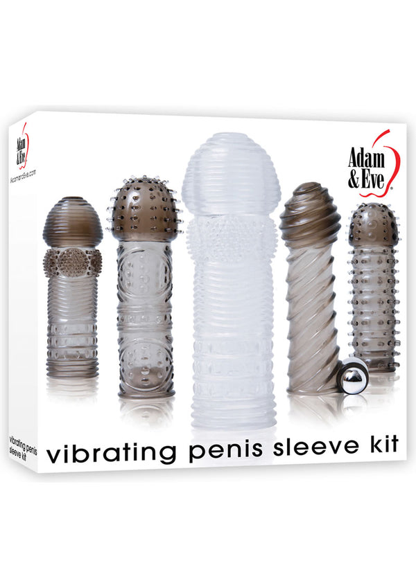 Adam & Eve Vibrating Textured Penis Sleeve Kit With Bullet 6 Piece