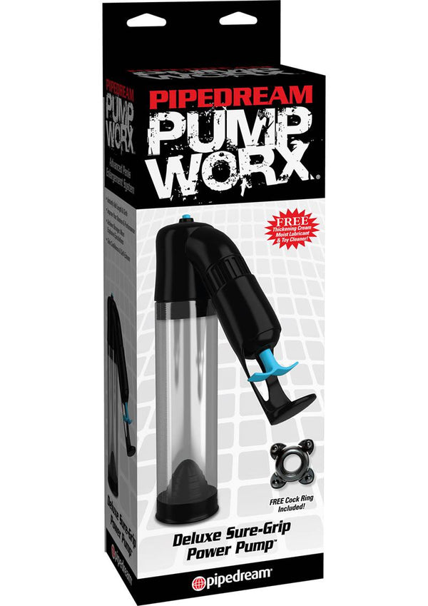 Pump Worx Deluxe Sure-Grip Power Penis Pump - Clear And Black