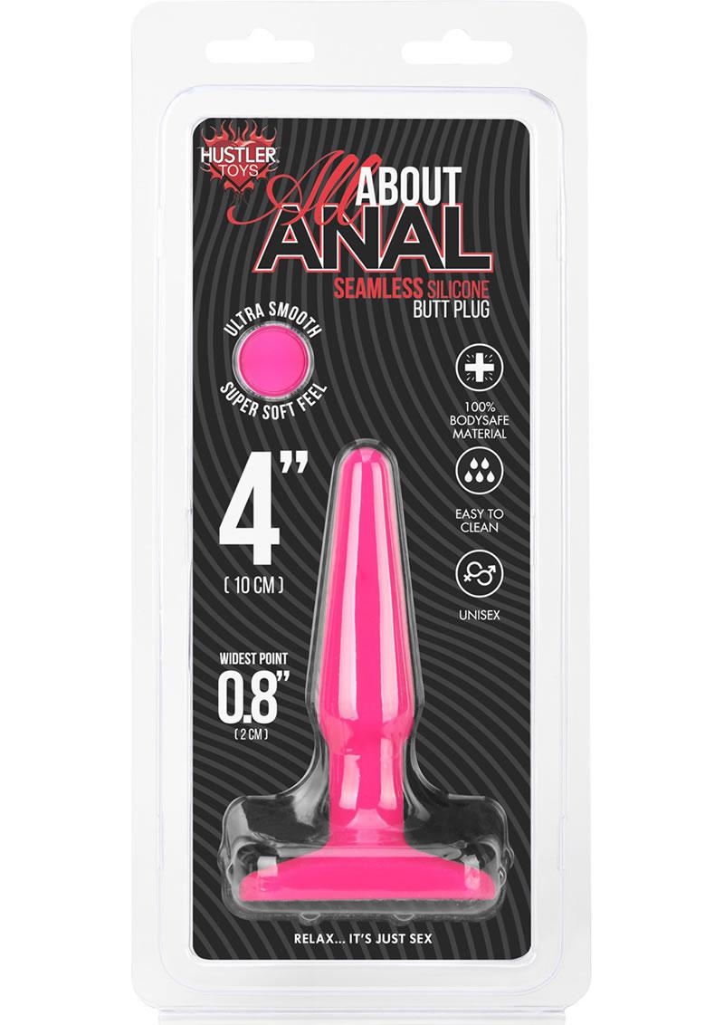 Hustler All About Anal Seamless Silicone Butt Plug Pink 4 Inch