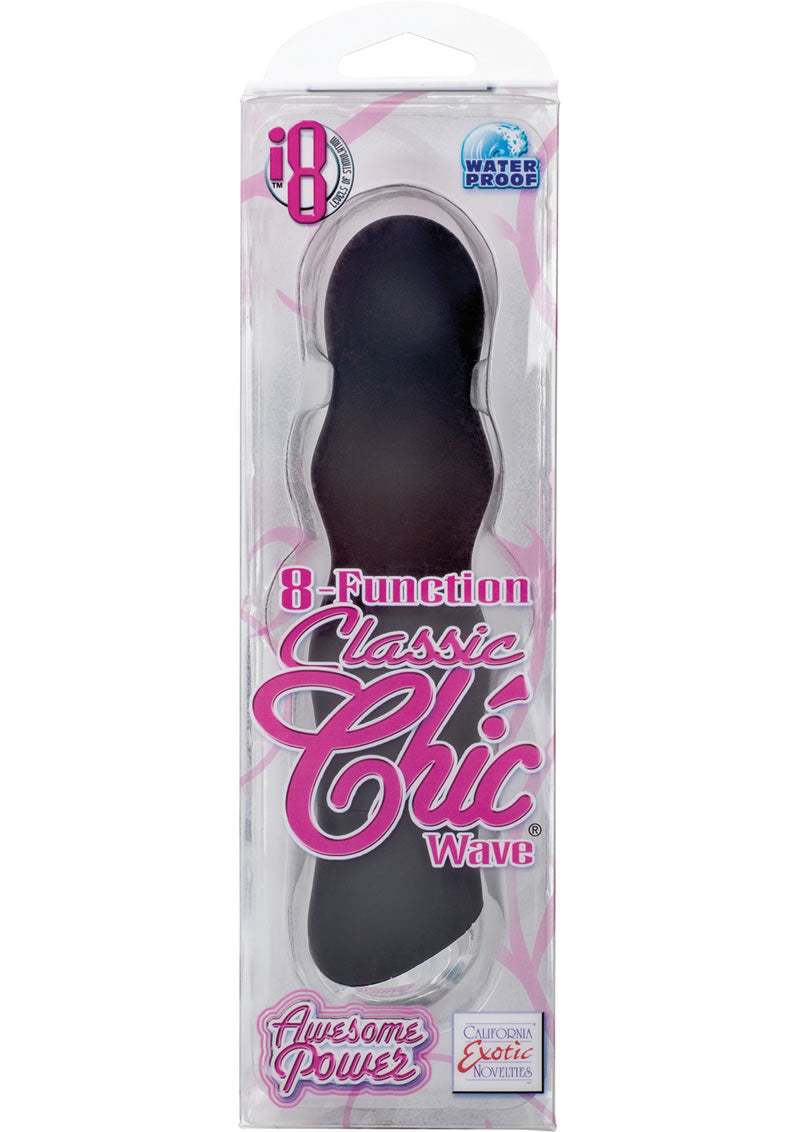 8 Function Classic Chic Wave Vibrator Waterproof Black 4.25 Inch