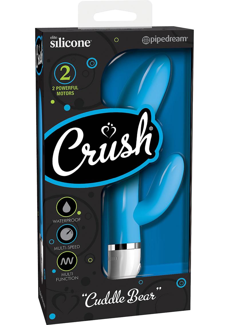 Crush Cuddle Bear Silicone Dual Vibe Waterproof Blue 4.5 Inch