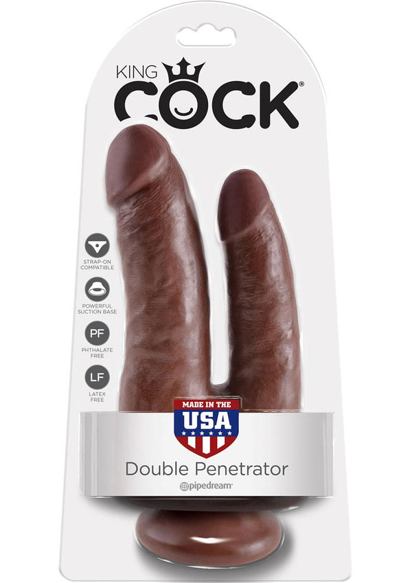 King Cock Double Penetrator Dildo - Chocolate
