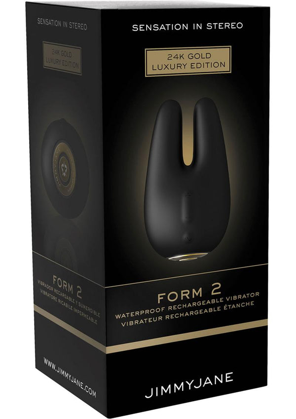 Jimmyjane Form 2 Rechargeable Silicone Dual Motor Clitoral Stimulating Vibrator 24K Gold Luxury Edition - Black