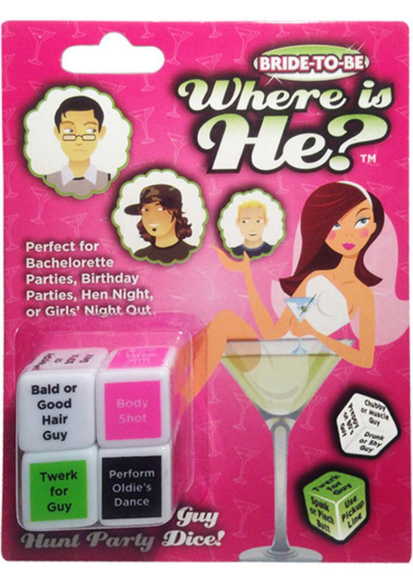 Bride To Be "Where Is He?" Ultimate Guy Hunt Party Dice Game