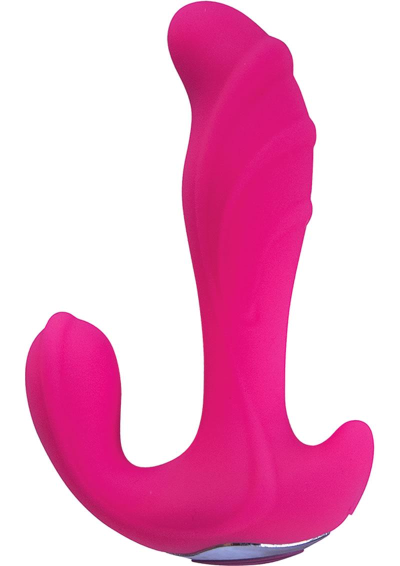 Amore Three Way Lover Silicone Rechargeable Vibrator - Pink