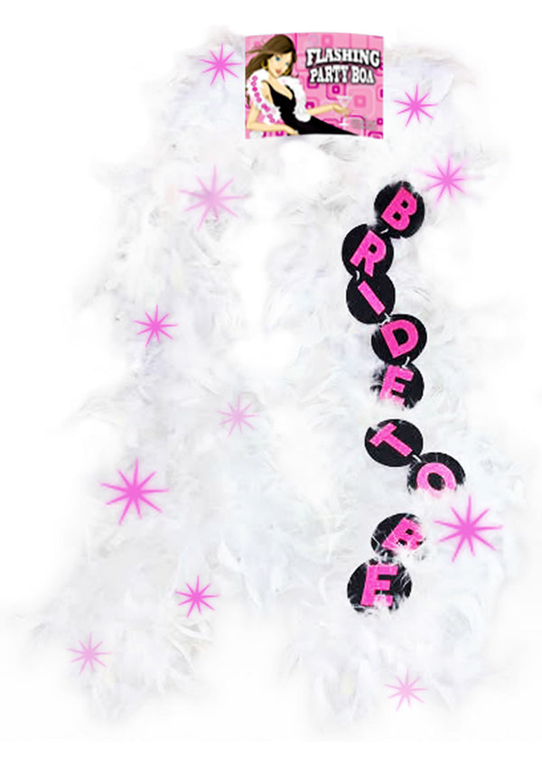 Flashing Party Feather Boa Bride To Be White 6 Foot