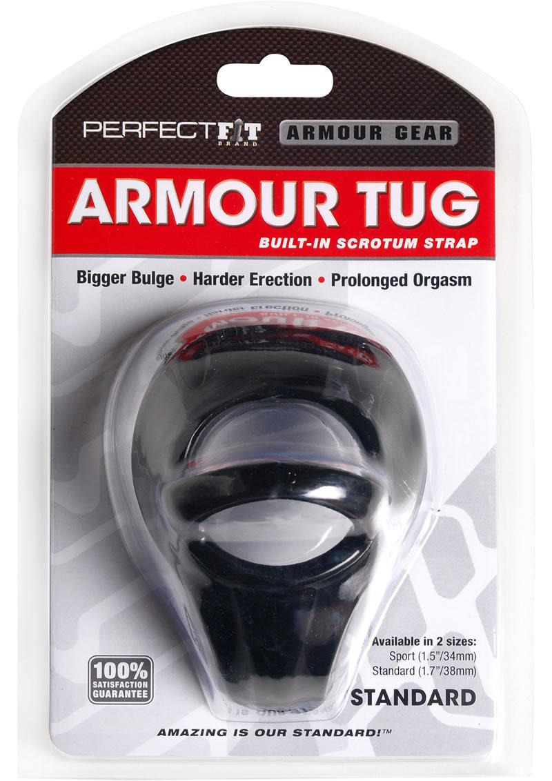 Perfect Fit Armour Gear Armour Tug Built In Scrotum Strap Standard - Black