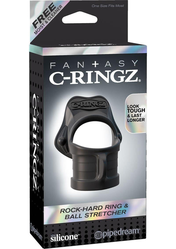 Fantasy C Ringz Rock Hard Ring & Ball Scretcher Silicone Cockring Black