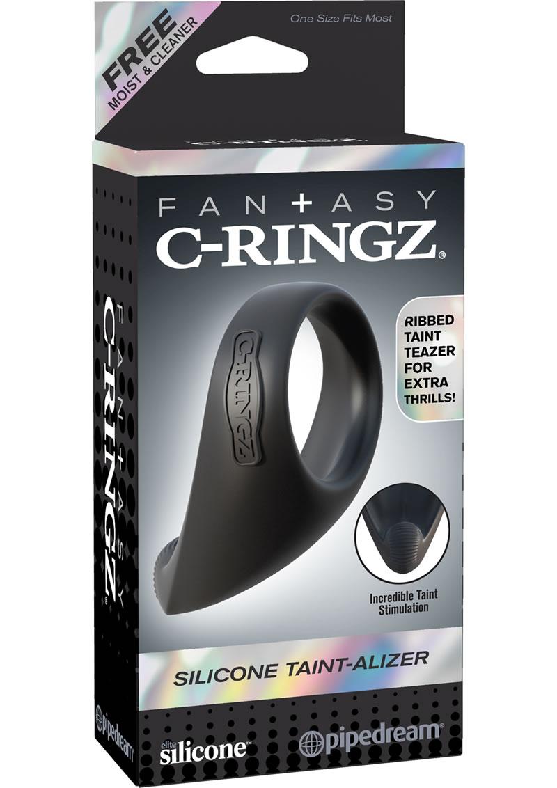 Fantasy C-ring Taint Teaser Cock Ring Silicone Black