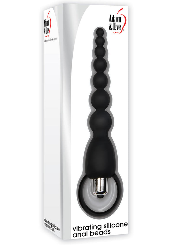 Adam & Eve Vibrating Silicone Anal Beads Waterproof Black 7.75 Inch