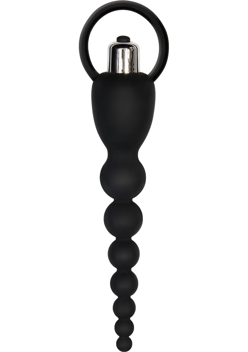 Adam & Eve Vibrating Silicone Anal Beads Waterproof Black 7.75 Inch