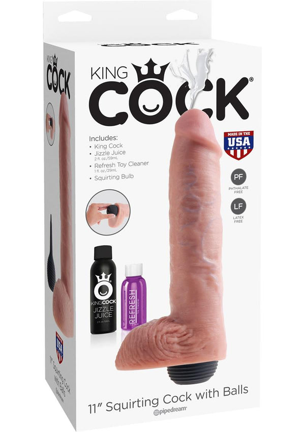 King Cock Squirting Dildo With Balls Dildo Waterproof Flesh 11 Inches