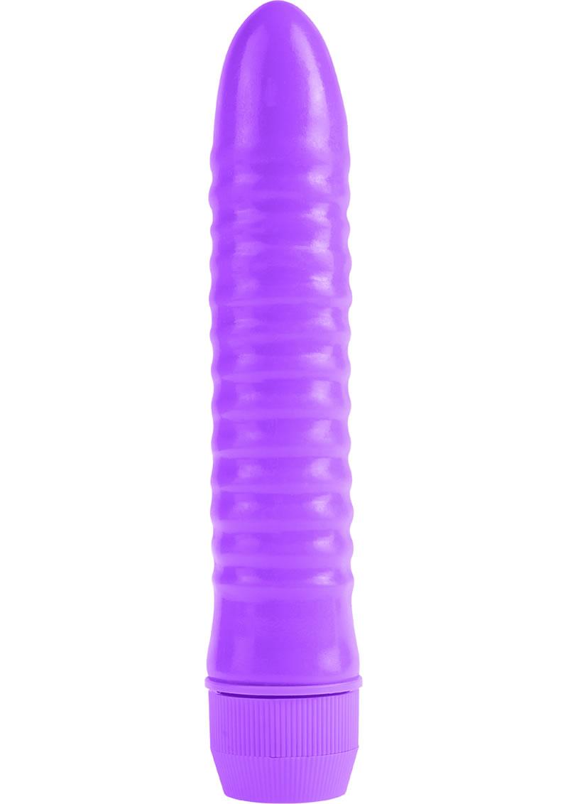 Neon Ribbed Rocket Vibrator - Purple