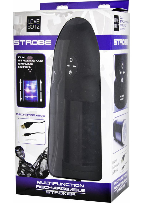 Lovebotz Strobe Multi Function Rechargeable Stroker - Black