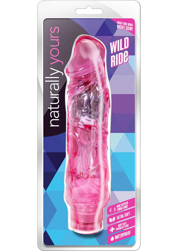 Naturally Yours Wild Ride Vibrating Dildo 9In - Pink