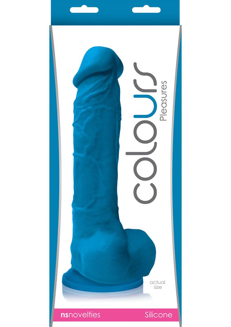 Colours Pleasures Silicone Dildo 8in - Blue