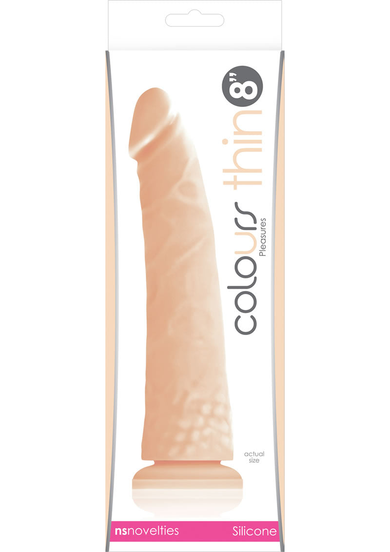 Colours Pleasures Thin 8In Silicone Suction Cup Dildo - Vanilla