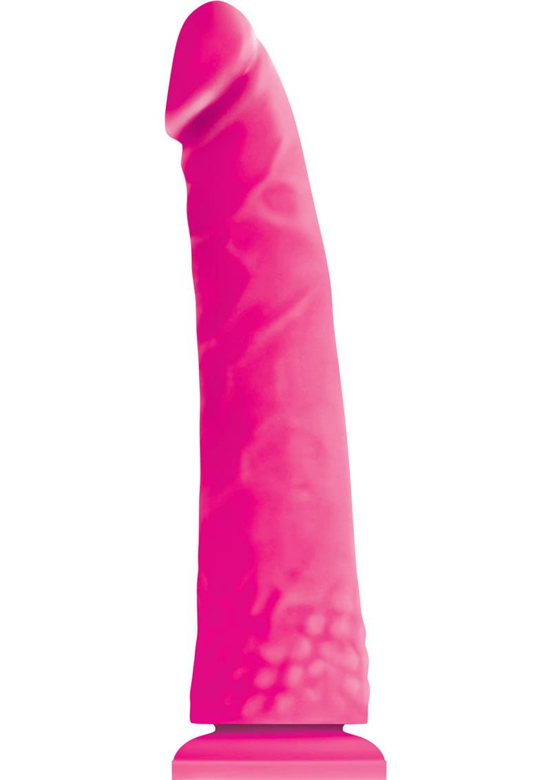 Colours Pleasures Thin 8in Silicone Suction Cup Dildo - Pink