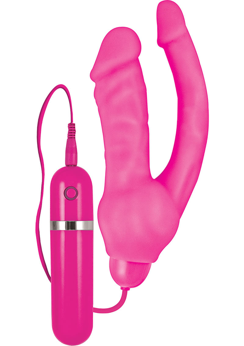 Intensifi Ali 10 Function Silicone Vibrating Double Dong Waterproof Pink