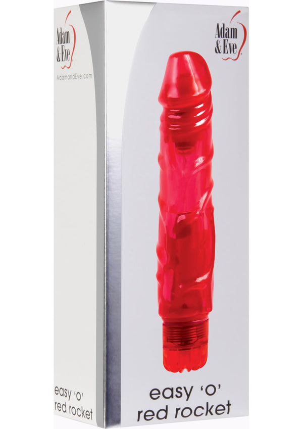 Adam & Eve Easy O Red Rocket Vibrating Dildo Waterproof Red 6.75 Inch