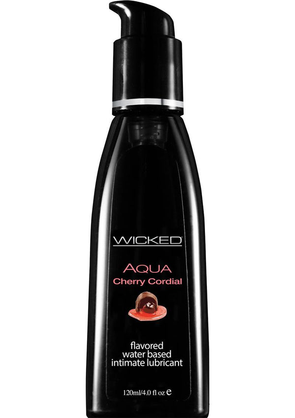 Wicked Aqua Water Based Flavored Lubricant Cherry Cordial 4 Ounce