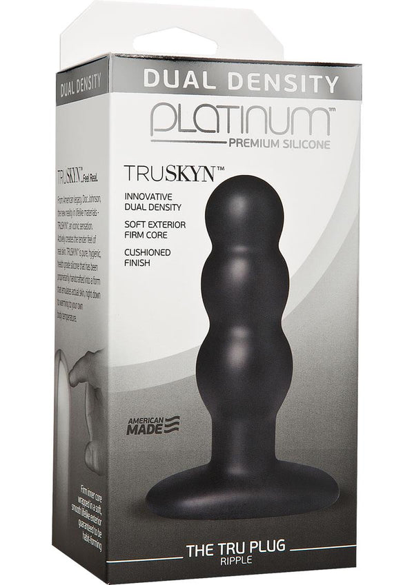Platinum Premium Silicone - Dual Density TRUSKYN The Tru Anal Plug - Ripple - Black