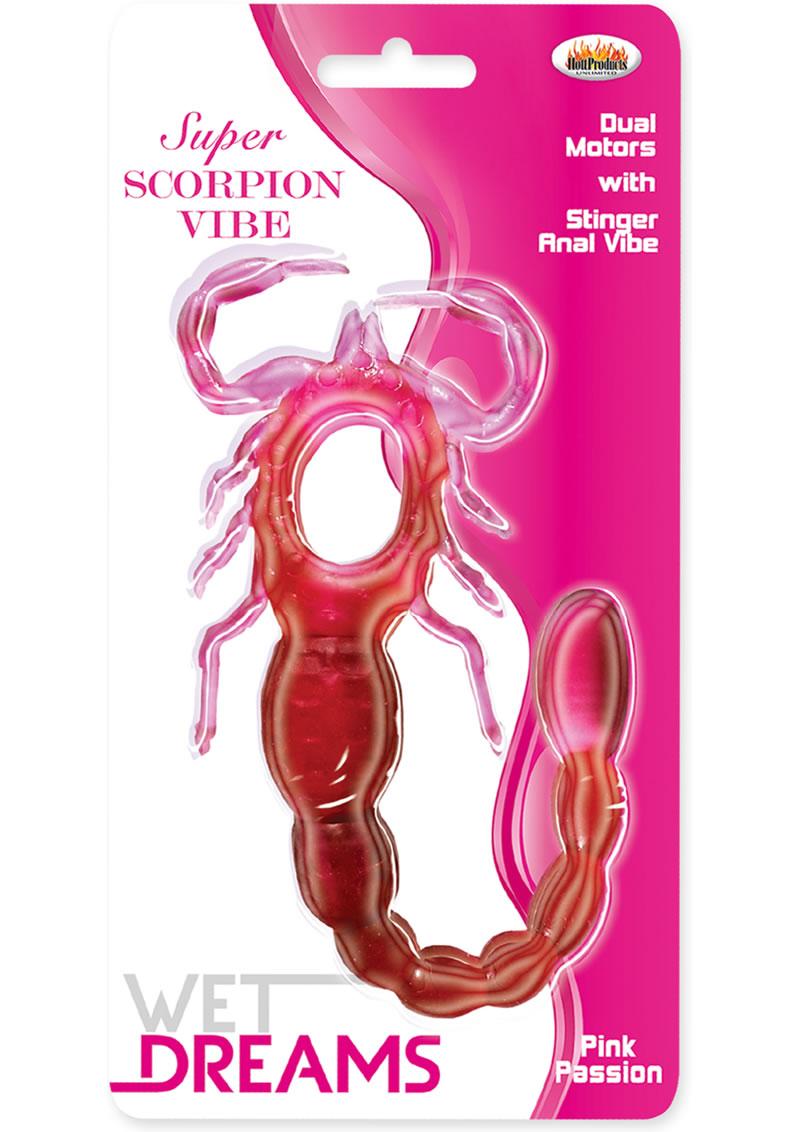 Wet Dreams Super Scorpion Silicone Cockring With Vibrating Anal Beads Pink Passion
