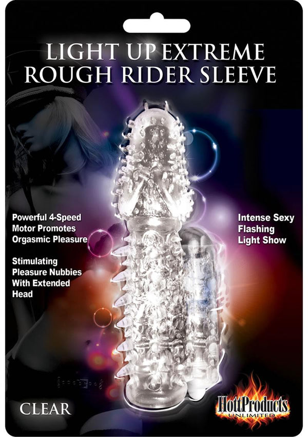 Wet Dreams Extreme Light Up Rough Rider Silicone Textured Sleeve Waterproof Clear