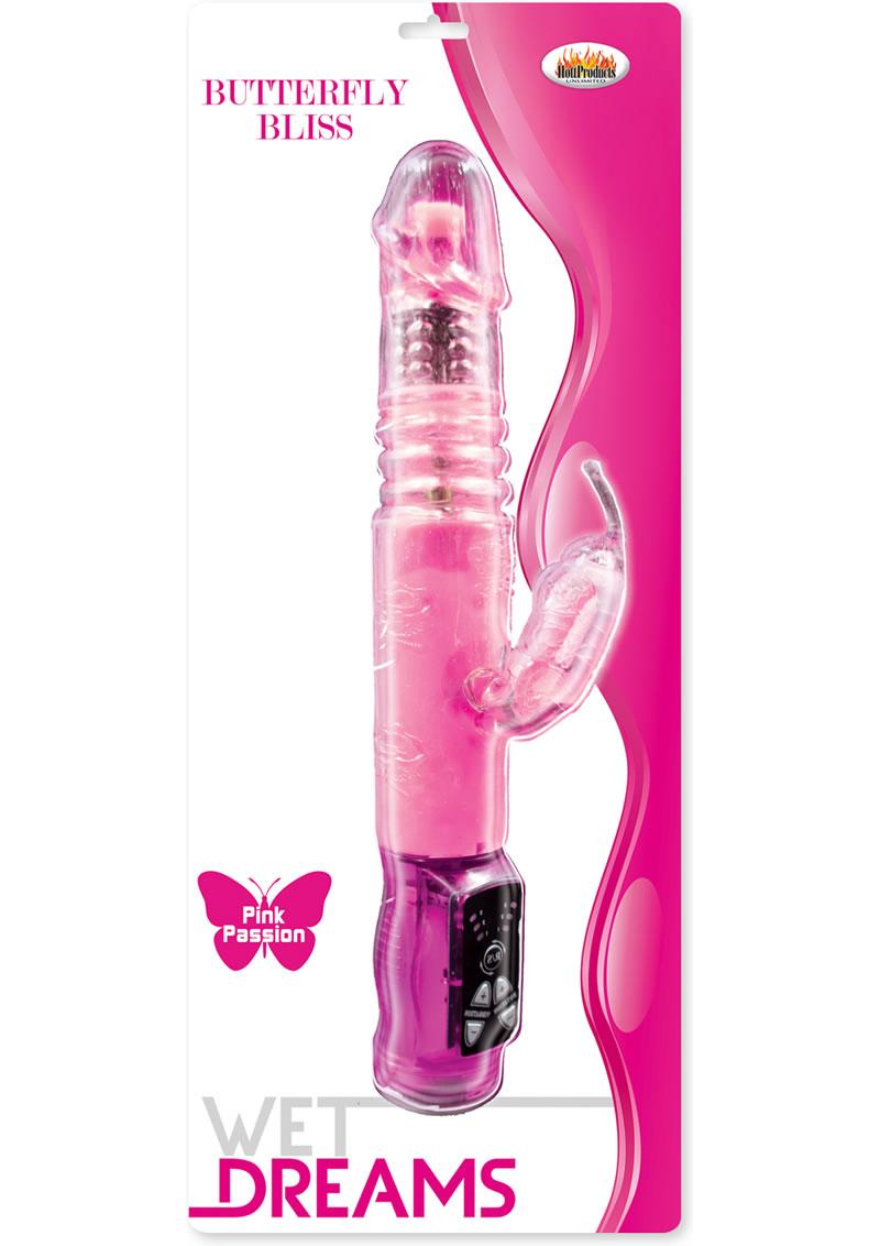 Wet Dream Butterfly Bliss Mini Vibrator Dildo Pink 9.5 Inches