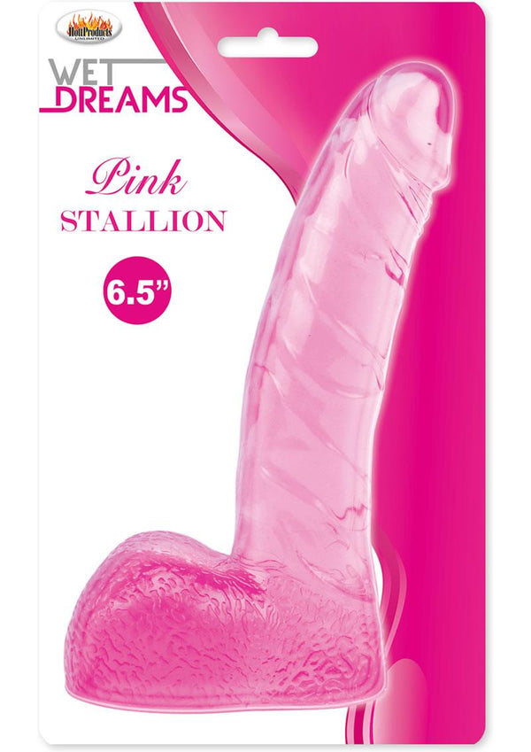 Wet Dreams Pink Stallion Dildo With Balls Pink 6.5 Inch