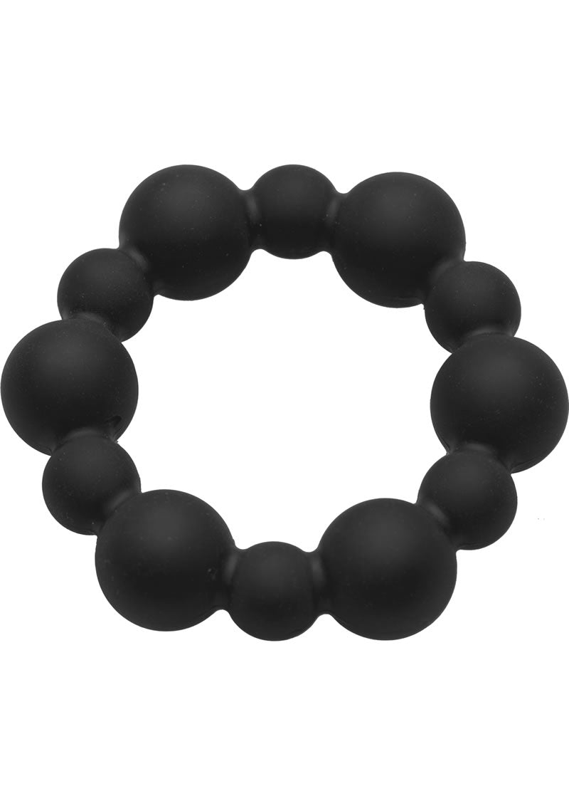 Master Series Shadow Silicone Beaded Cock Ring - Black