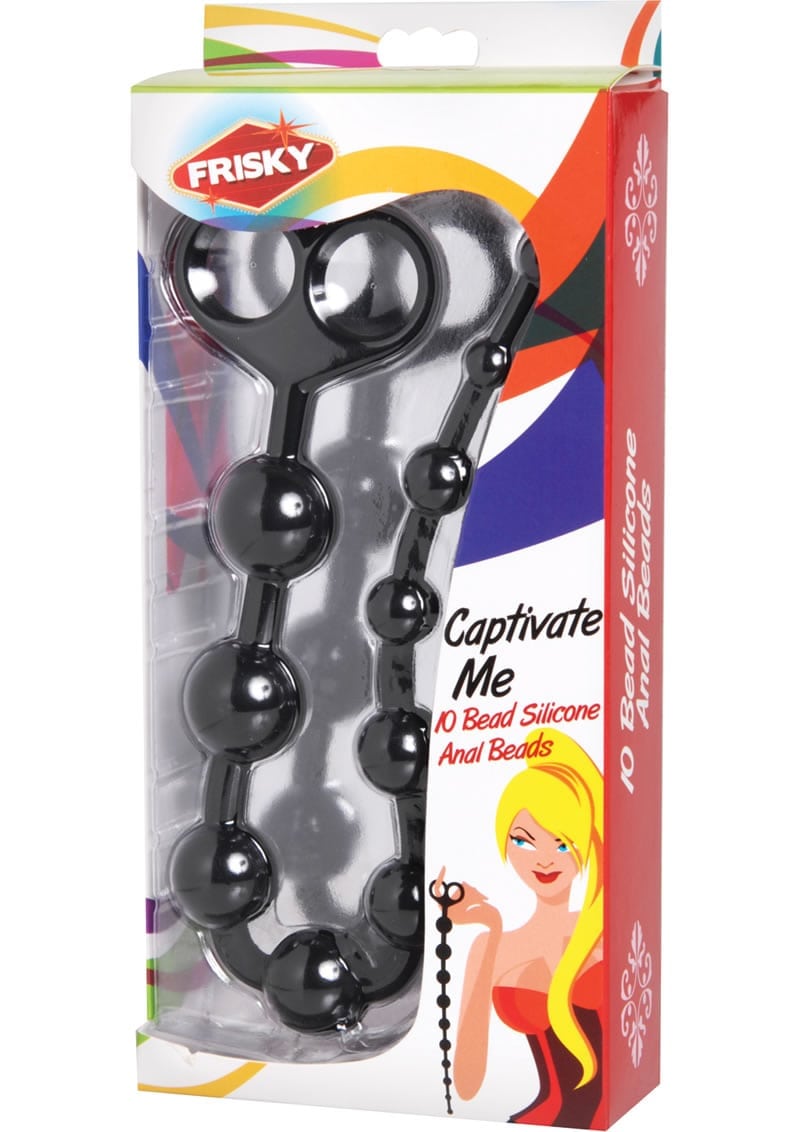 Frisky Captivate Me 10 Bead Silicone Anal Beads Black 13.5 Inches