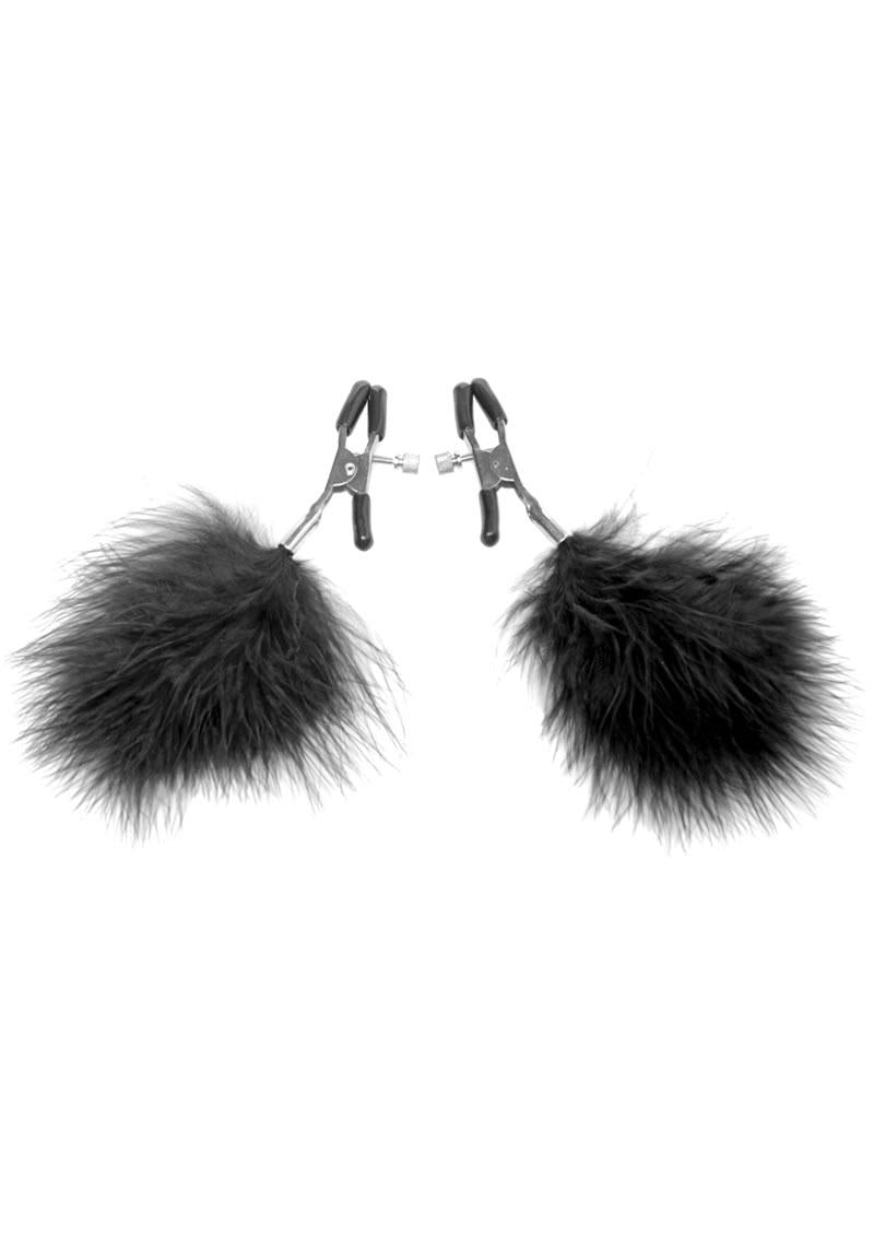 Frisky Feathered Nipple Clamps - Black