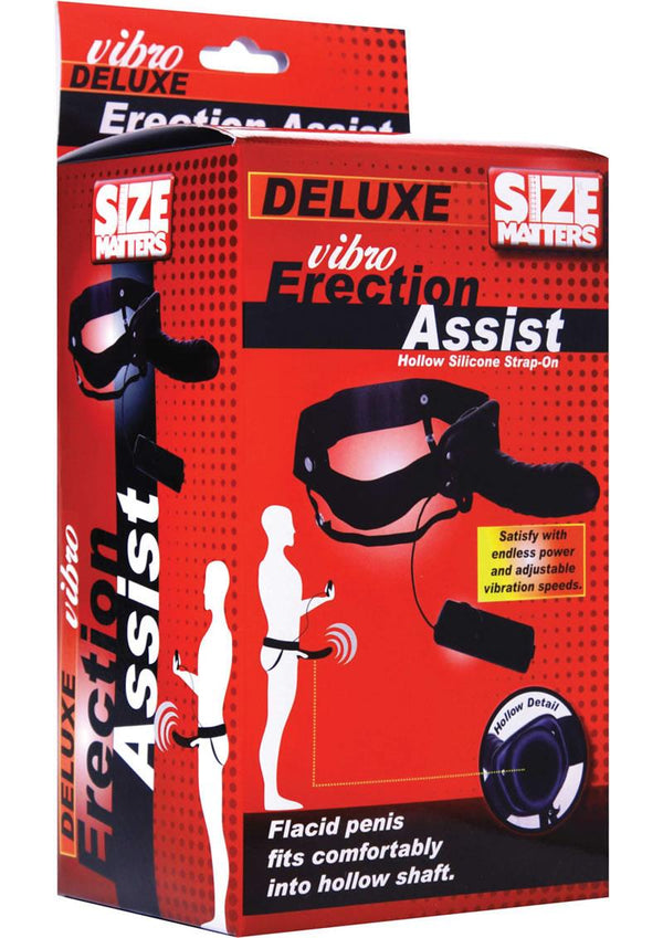 Size Matters Erection Assist Vibrating Silicone Hollow Strap On - Black
